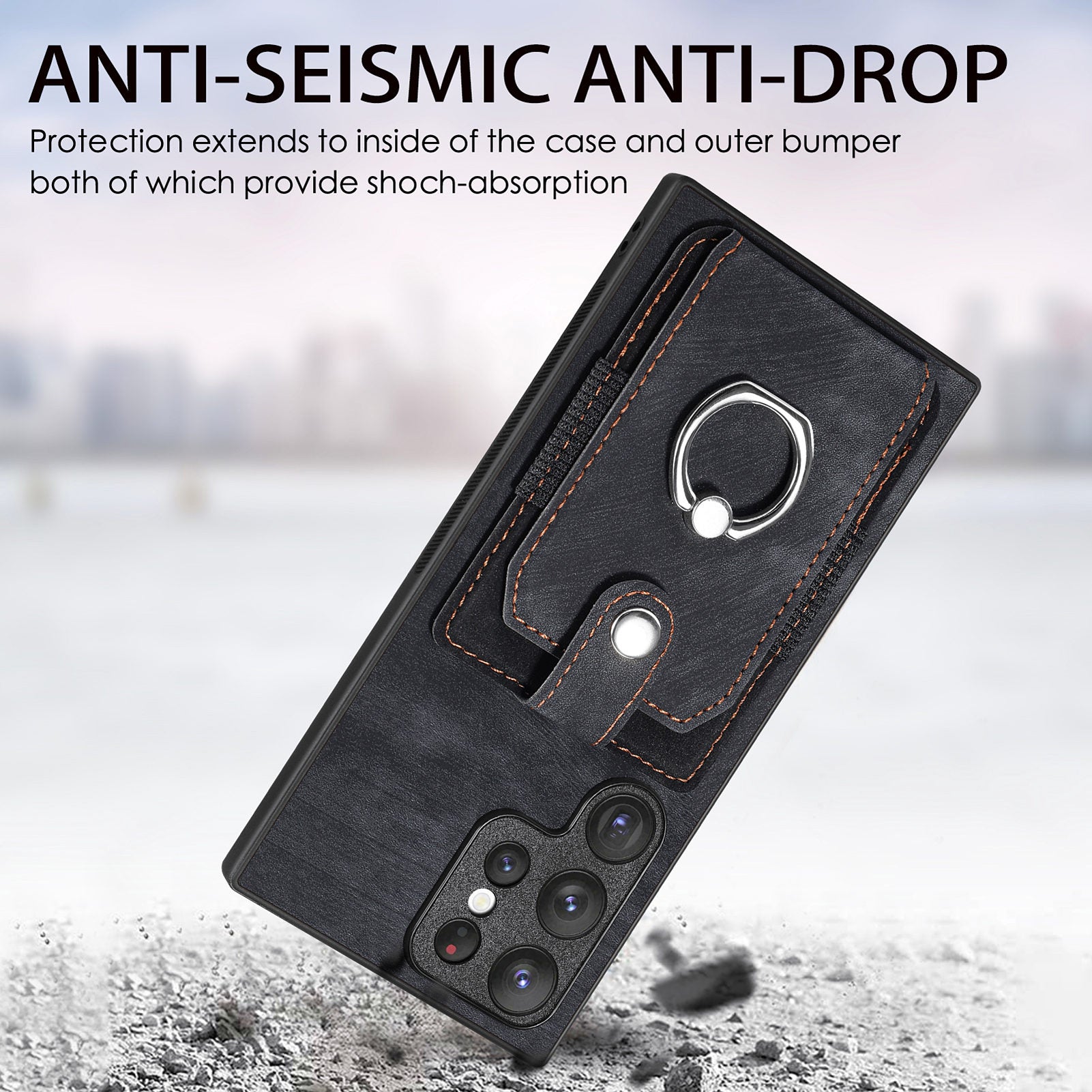 Protector Case for Samsung Galaxy S23 Ultra Card Holder PU Leather PC TPU Phone Cover with Ring Kickstand Protector Case for Samsung Galaxy S23 Ultra Card Holder PU Leather PC TPU Phone Cover with Ring Kickstand